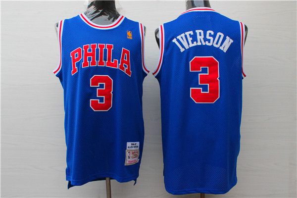 Men 2017 NBA Philadelphia 76ers #3 Iverson blue nike jersey